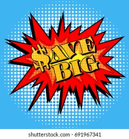 illustration icons in pop art style on the theme of sale price