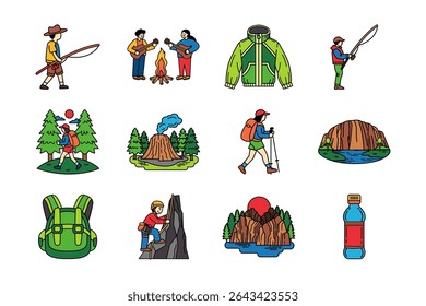 illustration icons of recreation and outdoor activity