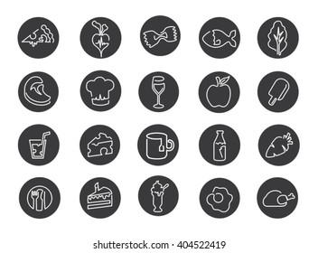 Illustration Of Icons Related To Food, Drink And Diet