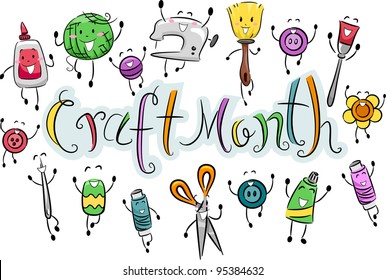 Illustration of Icons Representing Craft Month