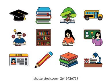 illustration icons of school collection