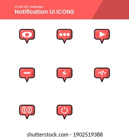 Illustration icons set of notification button view, message, play and many more. perfect use for web pattern design etc.