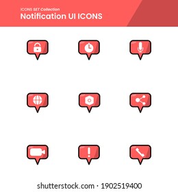 Illustration icons set of notification button lock, alarm, microphone, and many more. perfect use for web pattern design etc.
