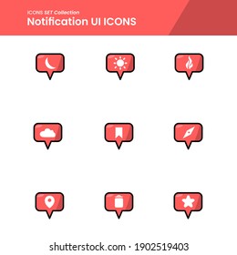 Illustration icons set of notification button location, bookmark, compass and many more. perfect use for web pattern design etc.