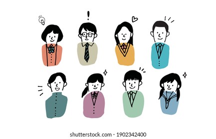 Illustration icons of smiling students