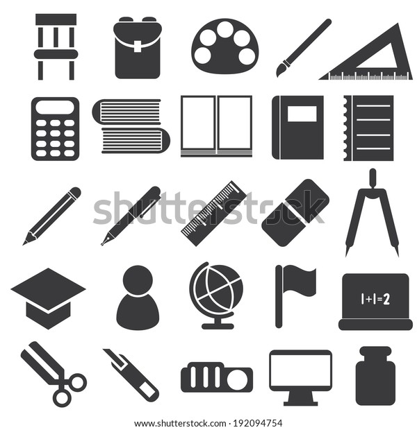 illustration of icons of\
study equipment