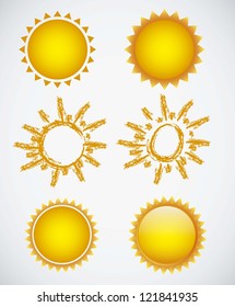 Illustration of icons sun icons of weather and seasons, vector illustration