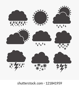 Illustration of icons sun icons of weather and seasons, vector illustration