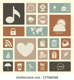 Illustration of icons of tablet apps, apps market, vector illustration