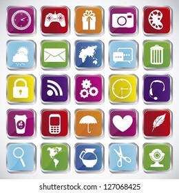 Illustration of icons of tablet apps, apps market, vector illustration