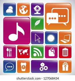 Illustration of icons of tablet apps, apps market, vector illustration