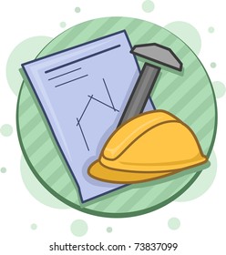 Illustration of Icons That Symbolize Architecture