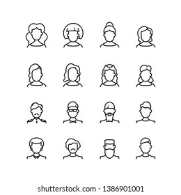 Illustration icons of working people characters of flat people design.