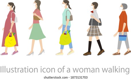 Illustration icoon of walking woman