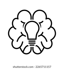 illustration of idea and innovation, brain with lightbulb icon vector