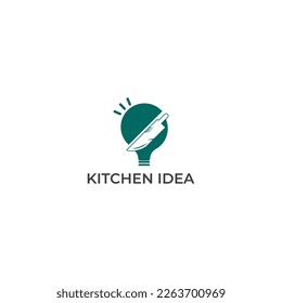 ILLUSTRATION IDEA LAMP CONCEPT WITH KNIFE, KITCHEN RESTAURANT LOGO DESIGN VECTOR FOR YOUR BUSINESS