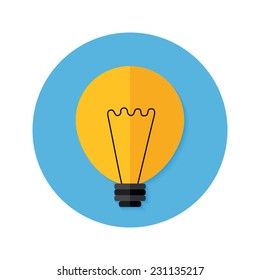 Illustration of Idea Lamp Flat Circle Icon