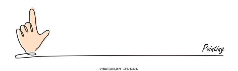 Illustration of Idea, Pointing drawn in one stroke with copy space
