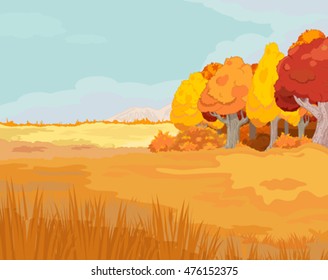 Illustration of idyllic autumn landscape