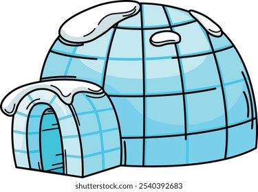 illustration of igloo outline white on background vector