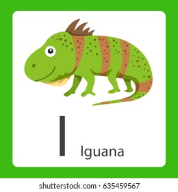 Illustration of I iguana card