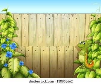 Illustration of an iguana inside the fence