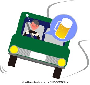 Illustration of illegal driving. vector illustration