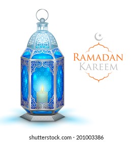 illustration of illuminated lamp on Ramadan Kareem (Generous Ramadan) background