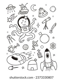 Illustration ilustration alien doodle, space doodle series