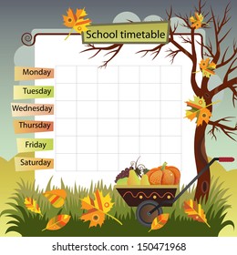 Illustration with the image of autumn. Background to the training schedule. 