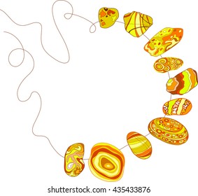 illustration with the image of the beads of stones on a white background
