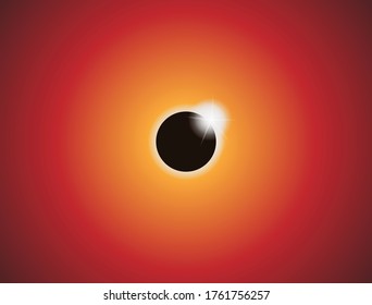 Illustration image of beautiful ring solar eclipse on red sky