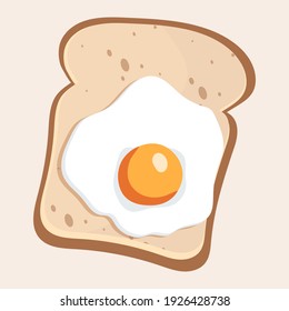Illustration with the image of bread and scrambled eggs. Morning meal, omelet sandwich for breakfast.