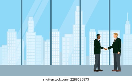 Illustration of the image of a business negotiation. A scene to shake hands.
