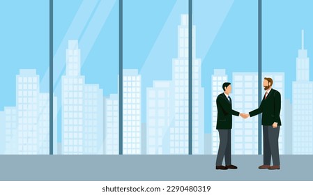 Illustration of the image of a business negotiation. A scene to shake hands.