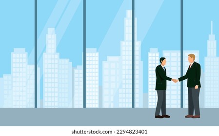 Illustration of the image of a business negotiation. A scene to shake hands.
