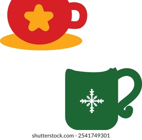 Illustration of an image of candy in the shape of a cup in the nuances of Christmas