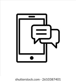 illustration image of a cellphone icon with a flat black and white outline style