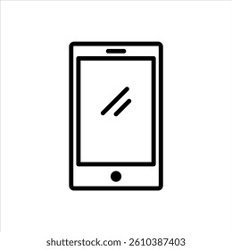 illustration image of a cellphone icon with a flat black and white outline style