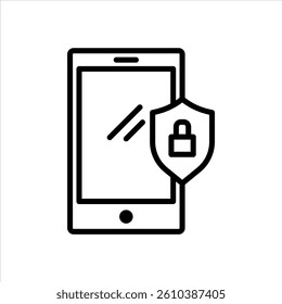 illustration image of a cellphone icon with a flat black and white outline style