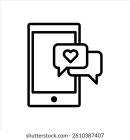 illustration image of a cellphone icon with a flat black and white outline style