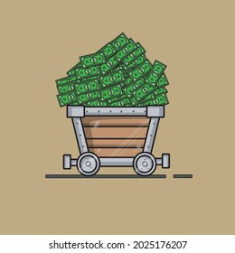 illustration image of a chest filled with dollar bills