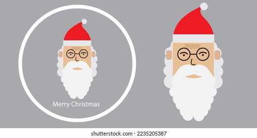 illustration image of a christmas logo design of a santa claus head wearing a christmas hat
