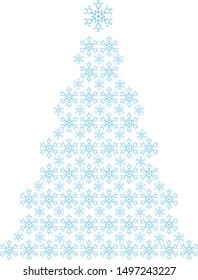 Illustration of an image of a Christmas tree made of snowflakes