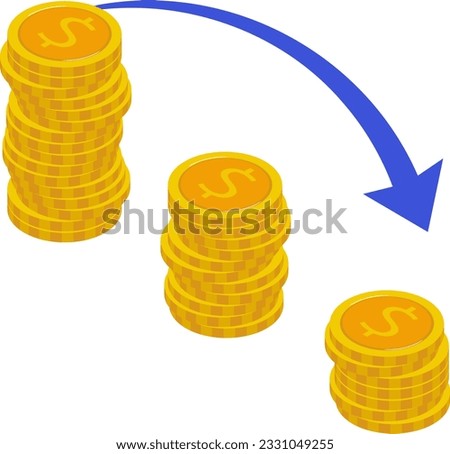 Illustration of an image of declining assets. The falling arrows represent declining returns on investments and business.