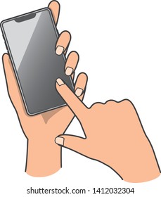 Illustration of an image of a hand operating a smartphone