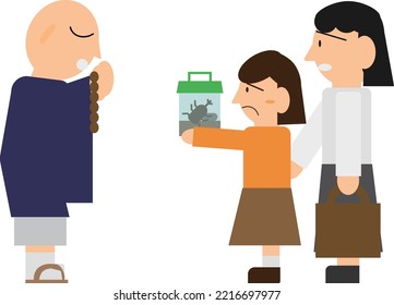 Illustration of an image of holding a memorial service for insects