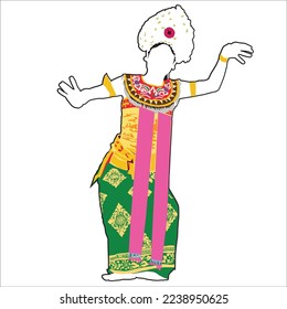 illustration image of Indonesian traditional Balinese female dancer