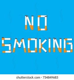 Illustration with the image of the inscription do not smoke on a blue background. Blue background.