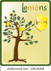 illustration with the image of a lemon tree with lemons